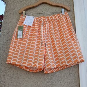 Goodfellow & Co Orange and White Geometric Swim Trunks